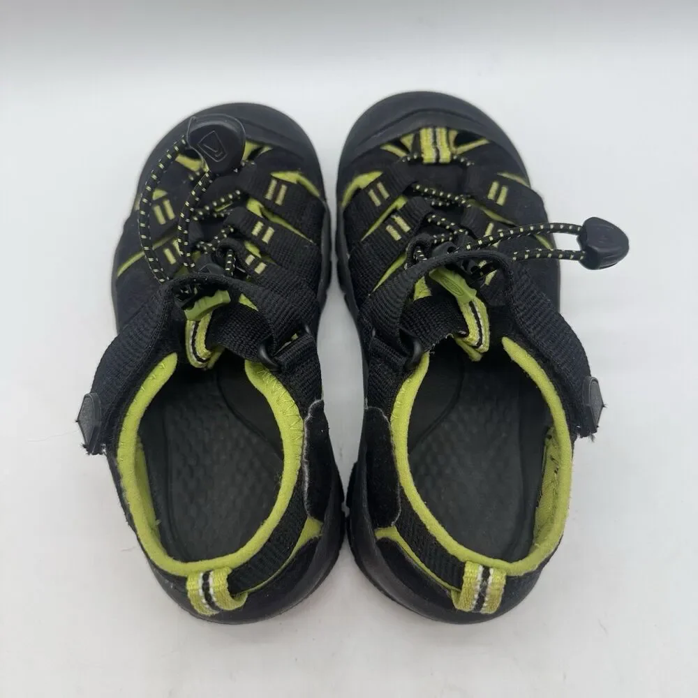Keen Newport H2 Sport Sandals Kids 13 Black Lime Green Waterproof Lace Lock Shoe